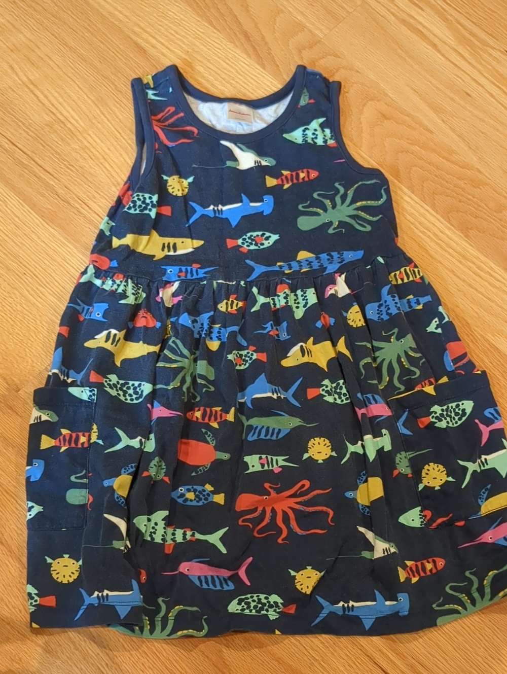 Hanna Andersson Navy Tank Dress with Multicolor Sea Creatures